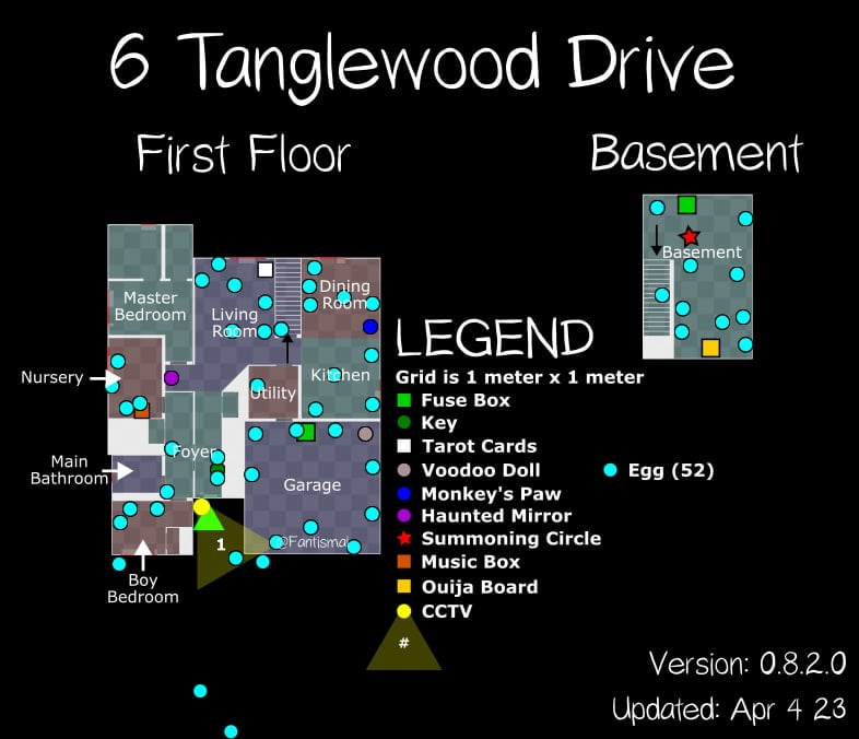 6 Tanglewood Drive map with 52 Easter Eggs