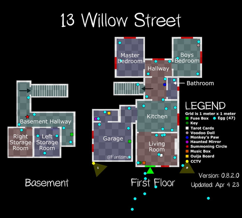 13 Willow Street map with 47 Easter Eggs