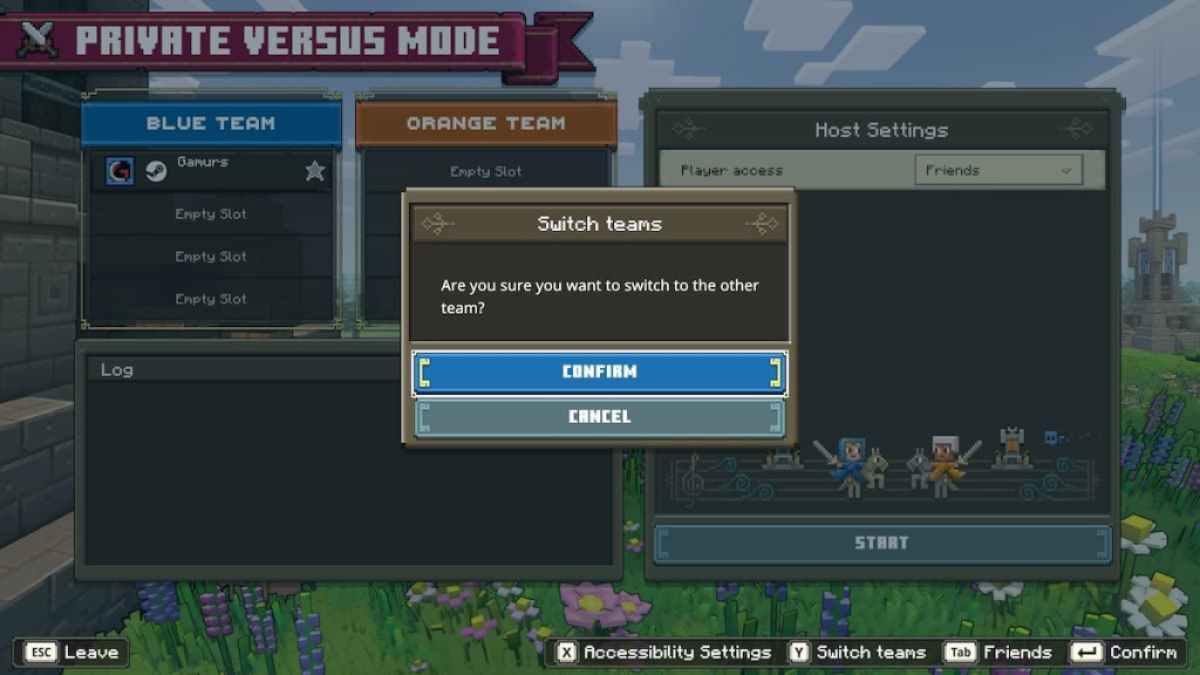 Minecraft legends private versus mode switch teams