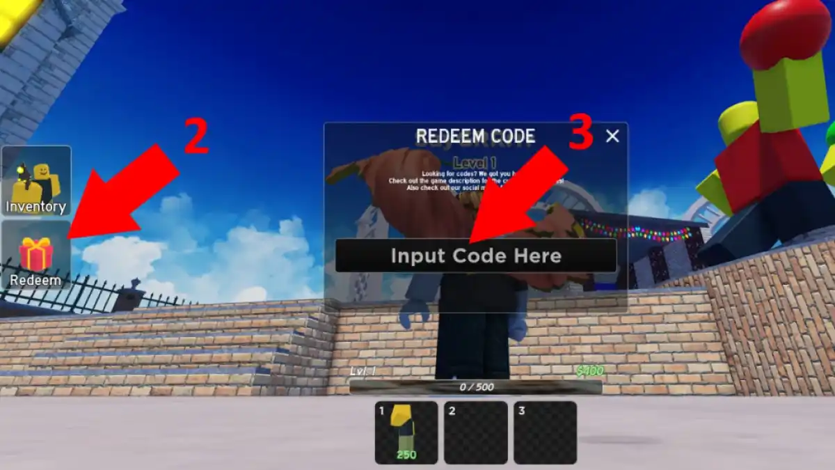Goofy Tower Defense code redemption screen and instructions