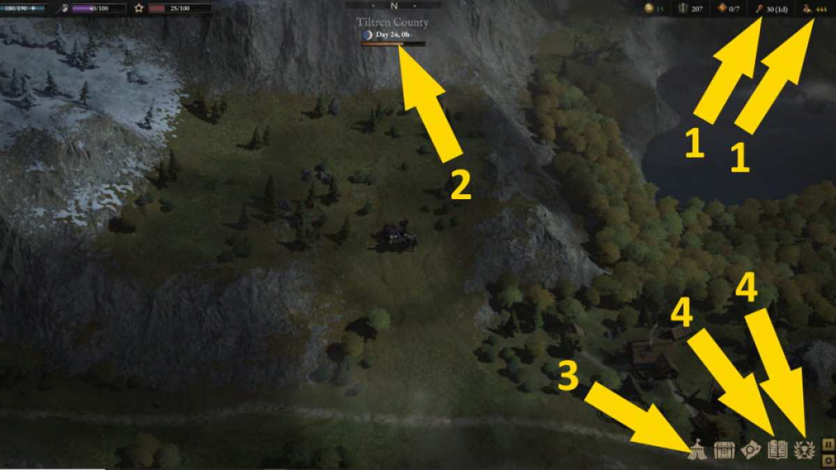 Highlighting the features on the main exploration screen in Wartales.