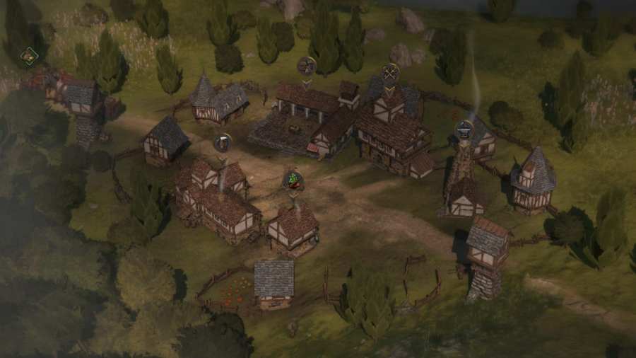 close-up view of Marheim town in Wartales.