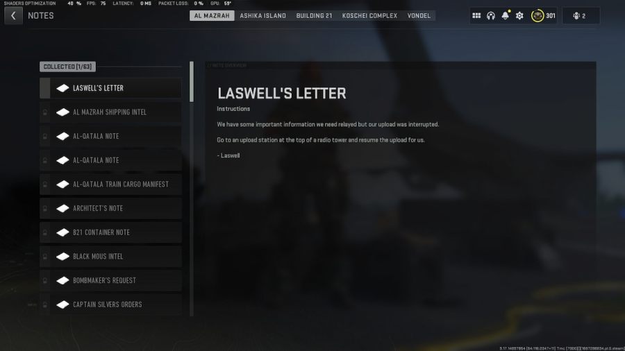 Расположение меню примечаний DMZ Game News Weekend