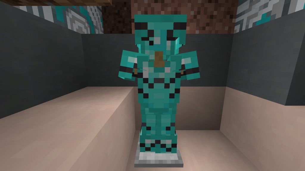 Diamond Armor with the Raiser Armor Trim in Minecraft