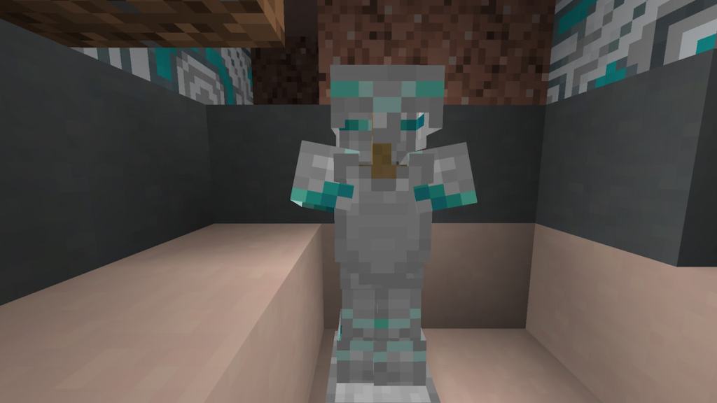 Iron Armor with the Shaper Armor Trim in Minecraft