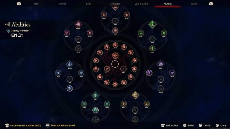Final Fantasy 16 Abilities menu