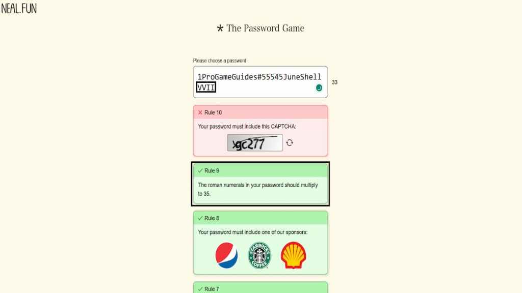 password game rule number 9