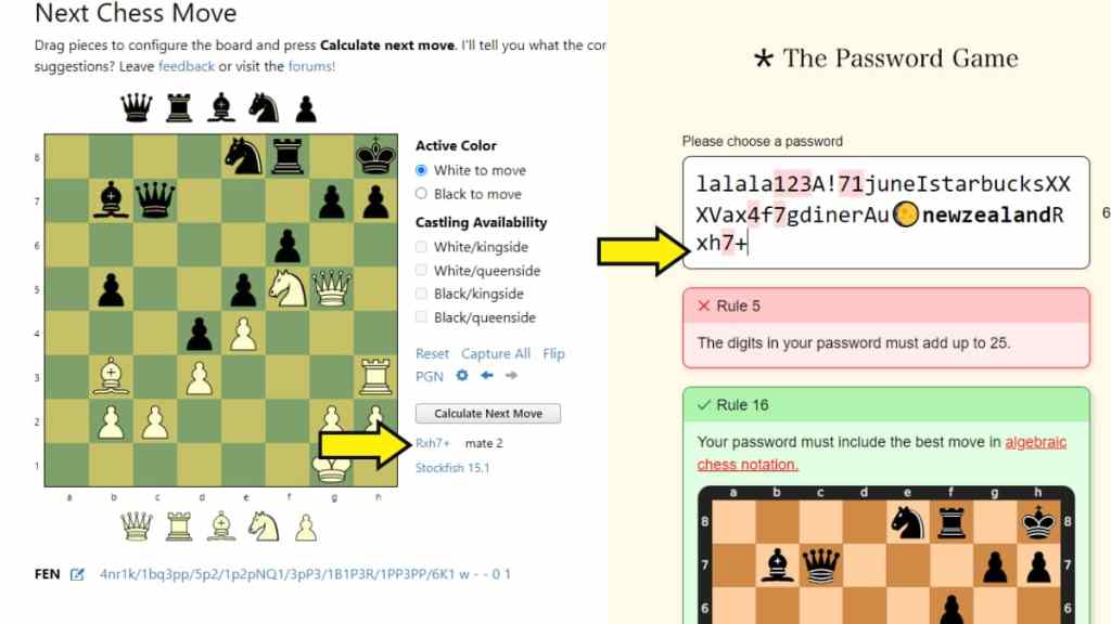 Password Game Rule 16: How to Find the Best Chess Move in