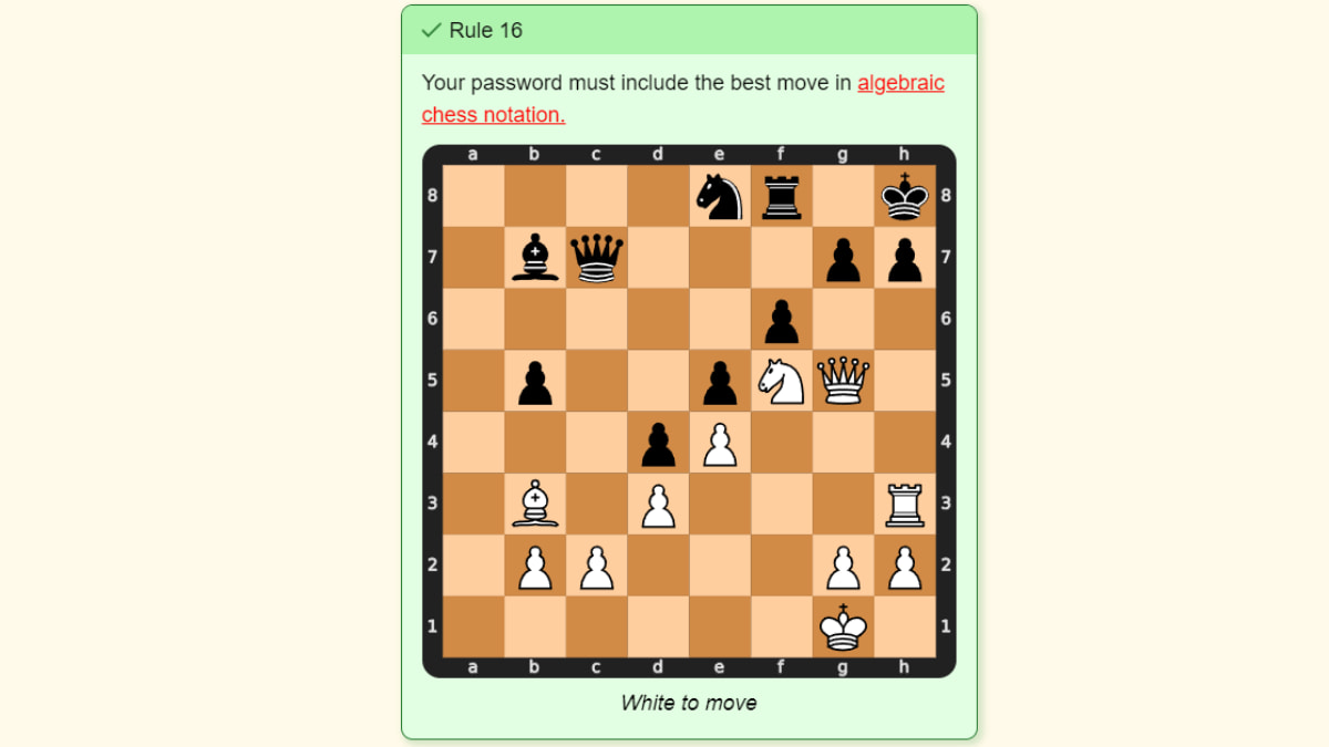 Password Game Rule 16: How to Find the Best Chess Move in