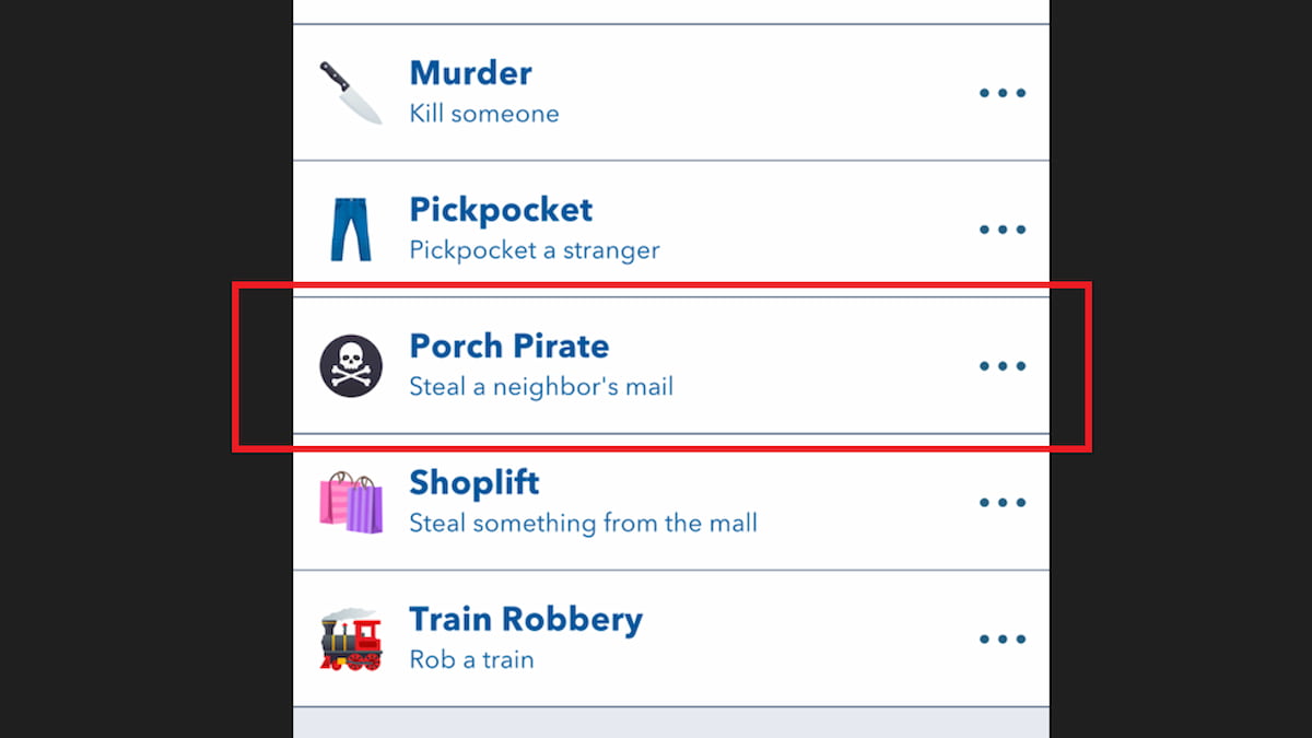 The Porch Pirate Option in BitLife