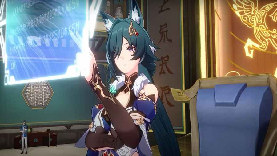 Yukong looking at a screen in Honkai Star Rail