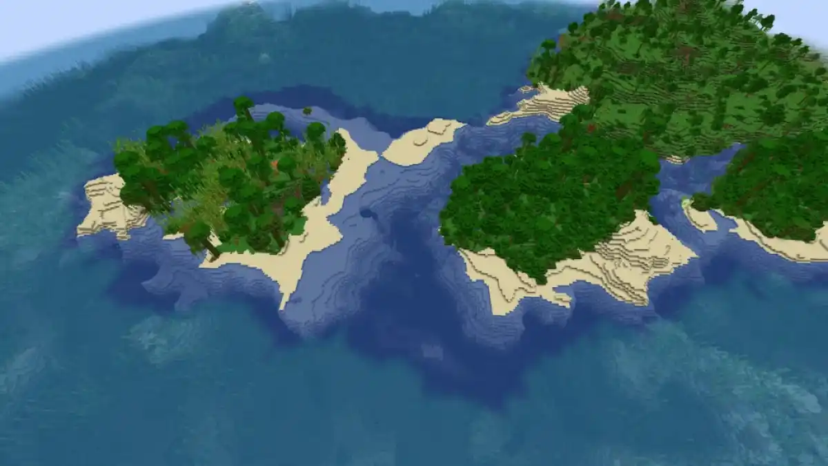 An island made entirely of Beach and Bamboo Jungle biomes.