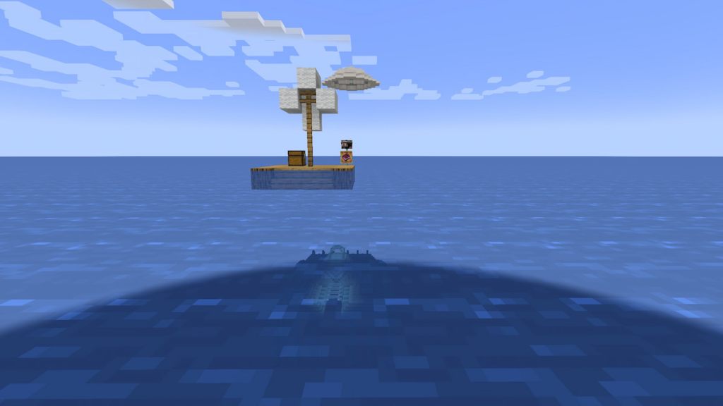 Living on a small raft in Minecraft's Raft 2 map