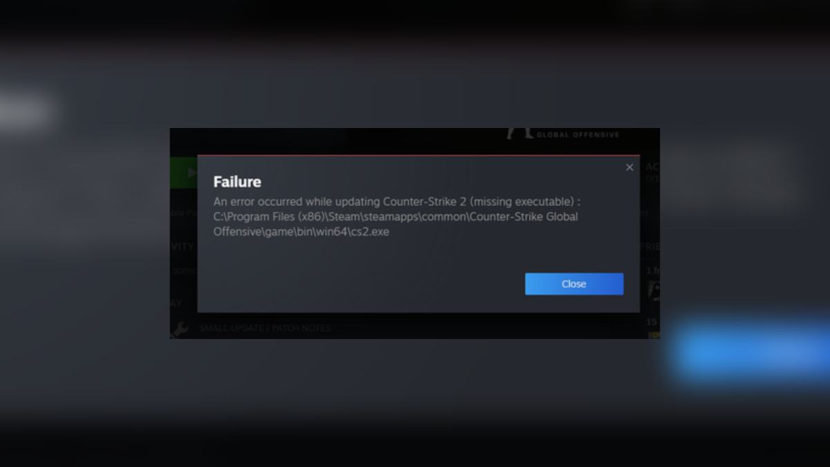 Counter Strike 2 Steam Missing Executable error