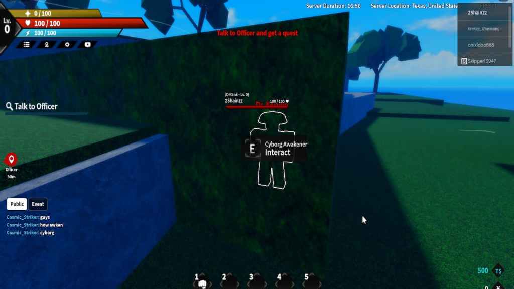 Where is the cyborg awaken npc in one punch hero roblox pro game
