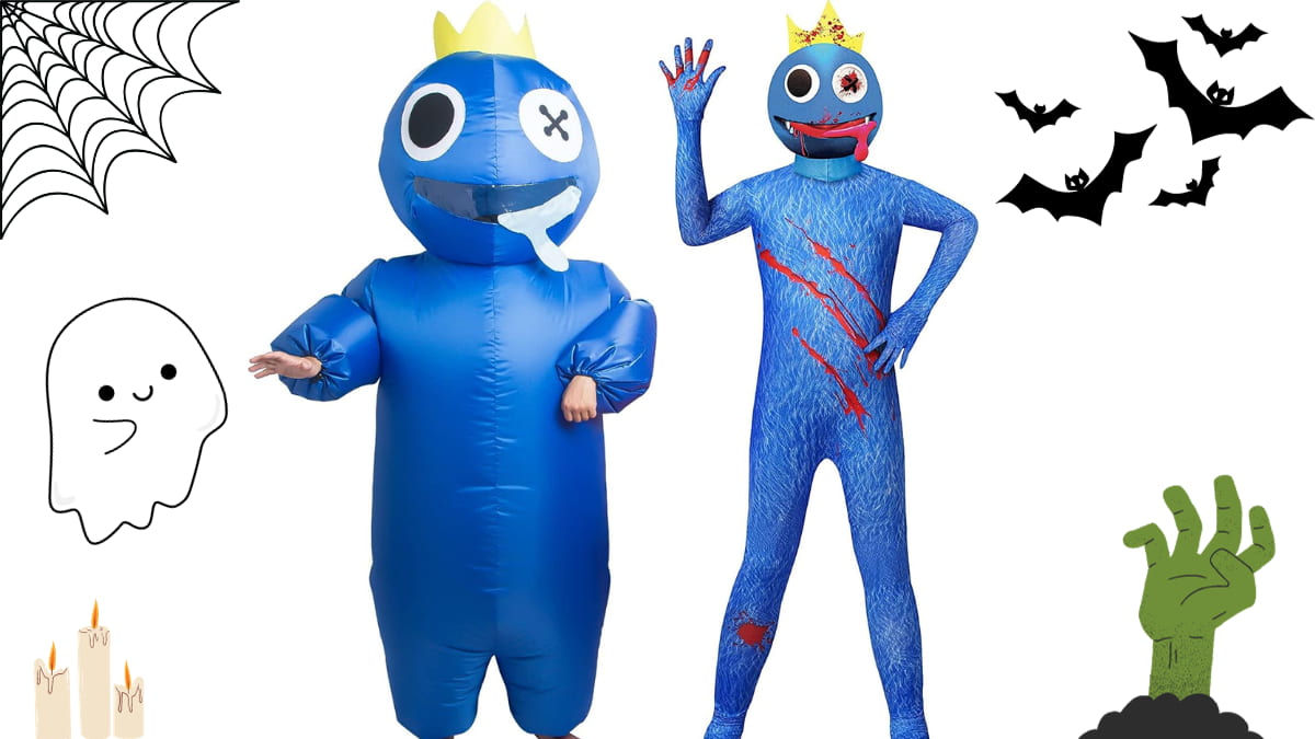 One-piece Rainbow Friends Costume For Kids Adults Blue Monster