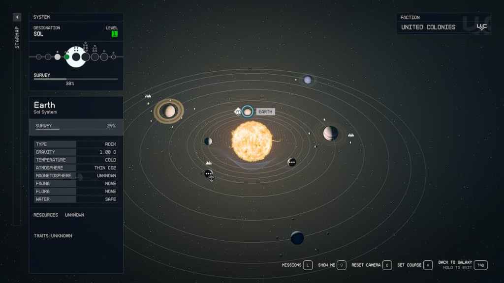 Sol system in Starfield