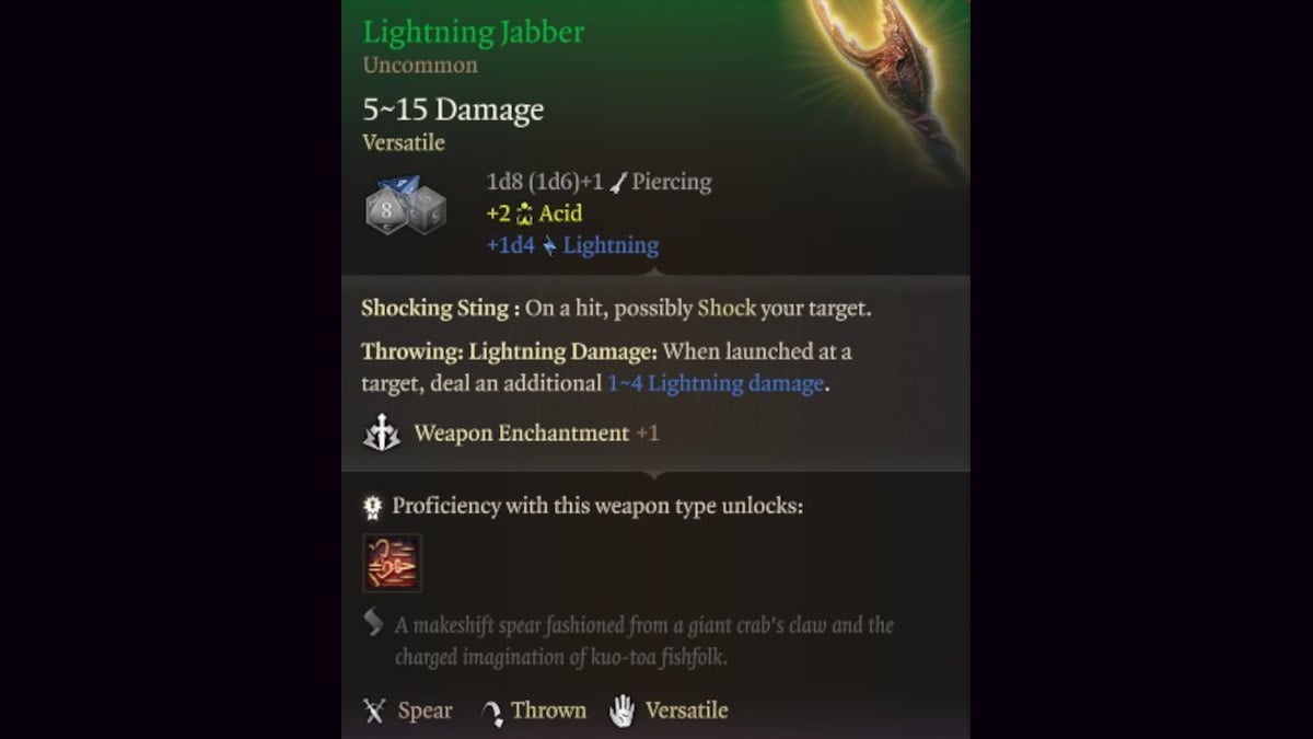 Best Thrown Weapons In BG3 Pro Game Guides   Baldurs Gate 3 Best Thrown Weapons Throwing Build Lightning Jabber 