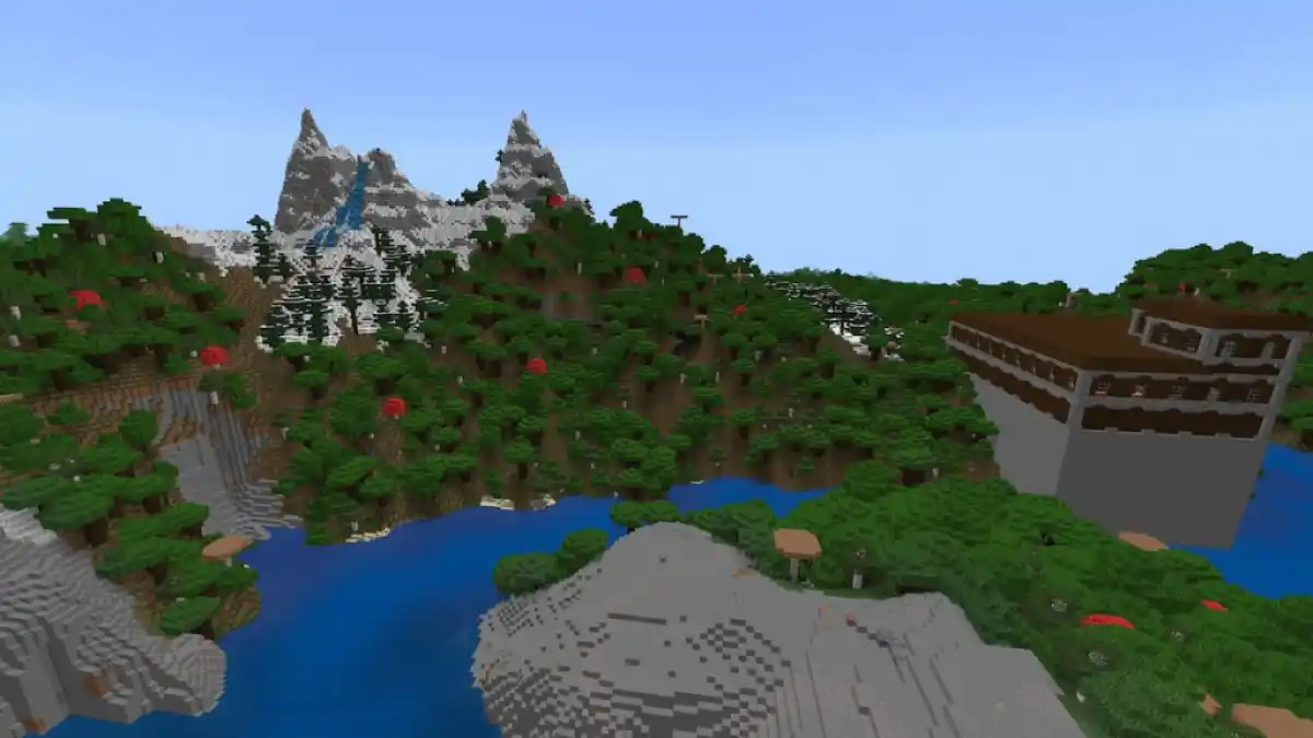 A beautiful Stony Peaks mountain overlooking a Woodland Mansion.