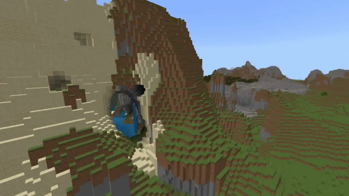 Tall stony hills containing lots of ores near Spawn.