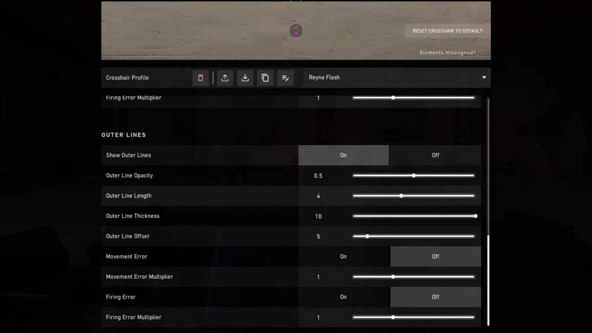 Reyna Flash Valorant Crosshair Code