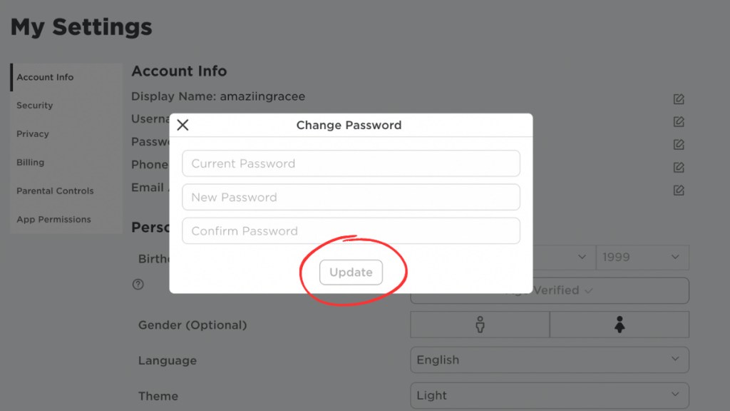 How to change your password on Roblox Pro Game Guides