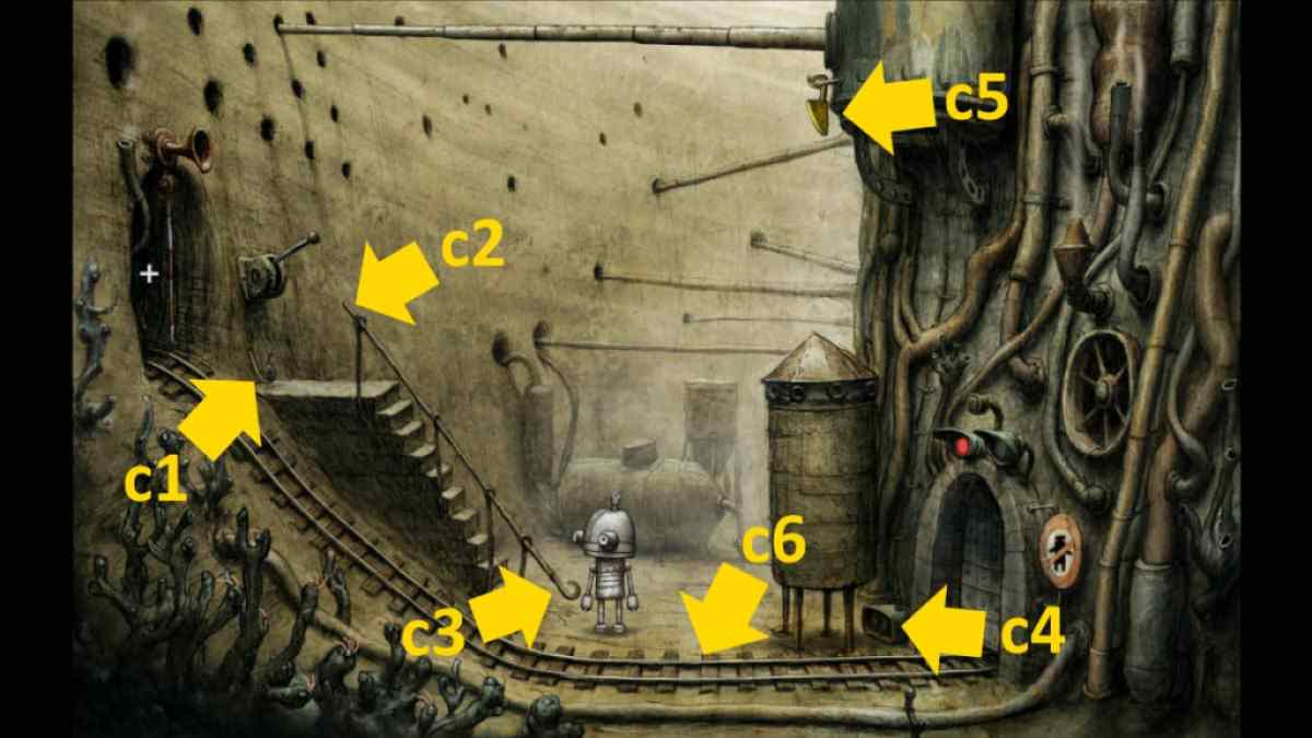 Machinarium walkthrough screenshot of the railway item locations