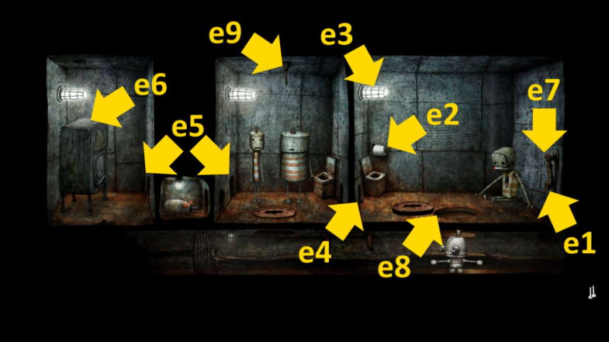 Machinarium walkthrough screenshot of the jail cell item locations