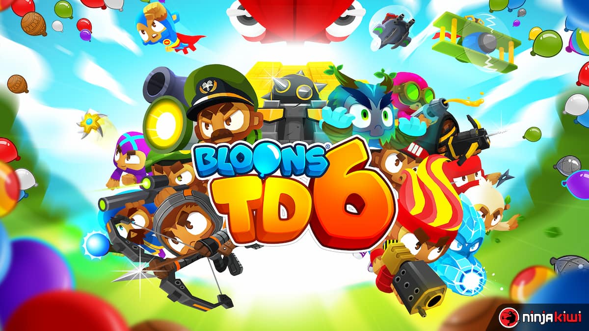 The title screen for Bloons Tower Defense 6