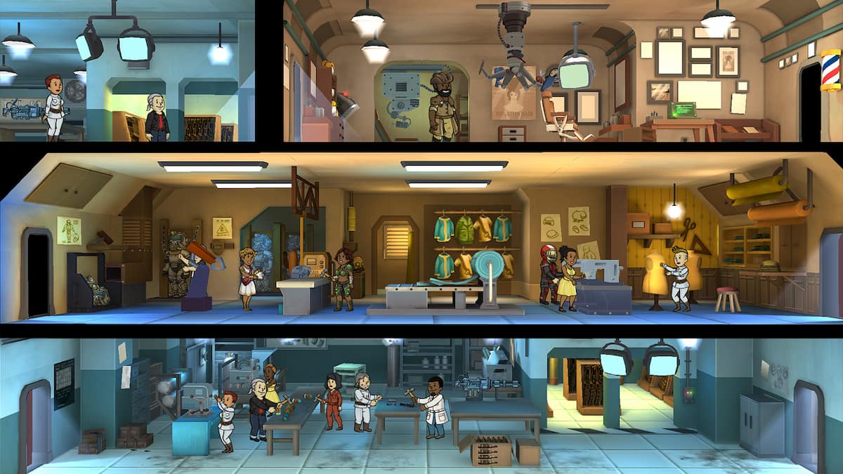 A player's vault design in Fallout Shelter