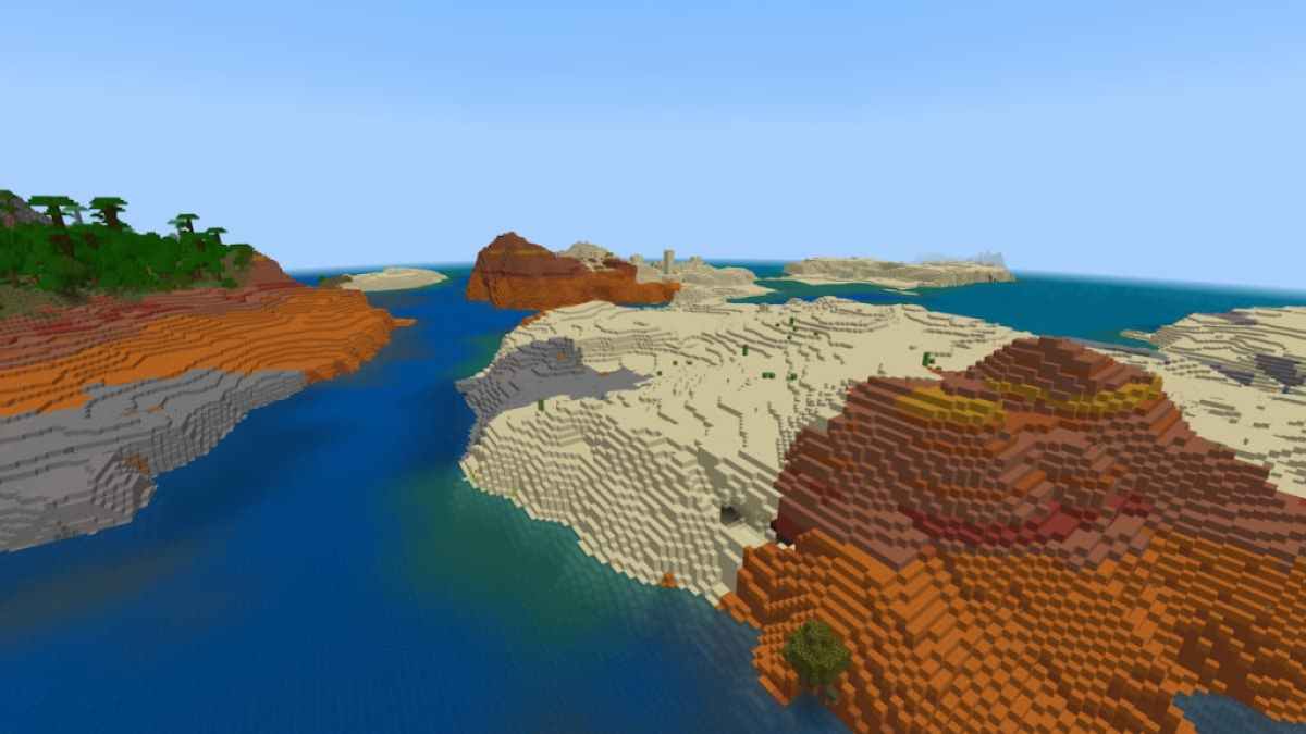 Desert and Badlands biomes at the edge of the ocean.