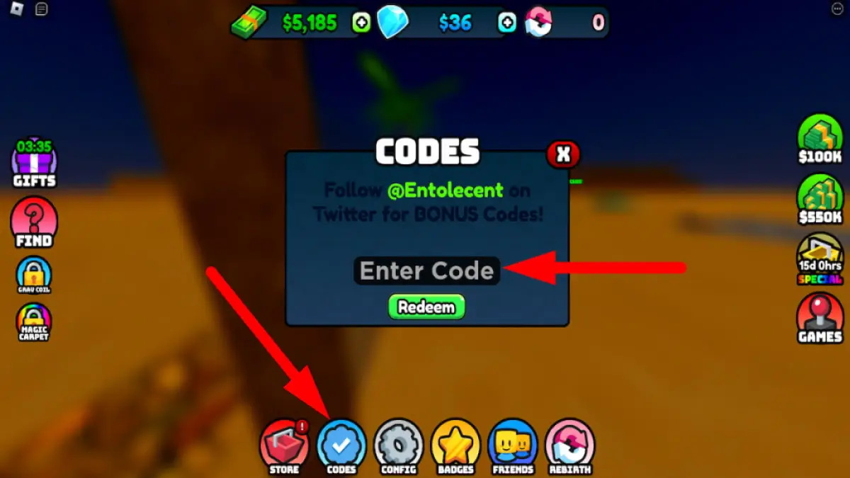 How to redeem codes in Pyramid Tycoon