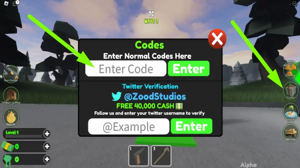 How to redeem codes in Zombie Defense Tycoon