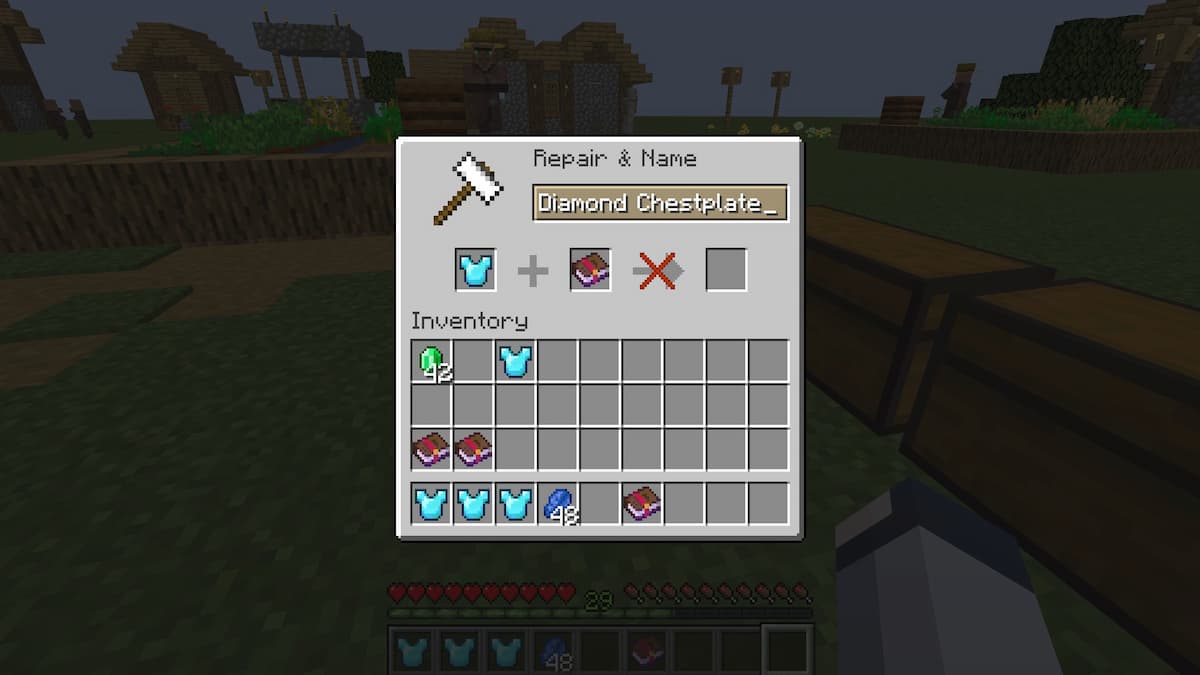 Trying to add two conflicting enchantments to a piece of gear in Minecraft will cause nothing to happen.