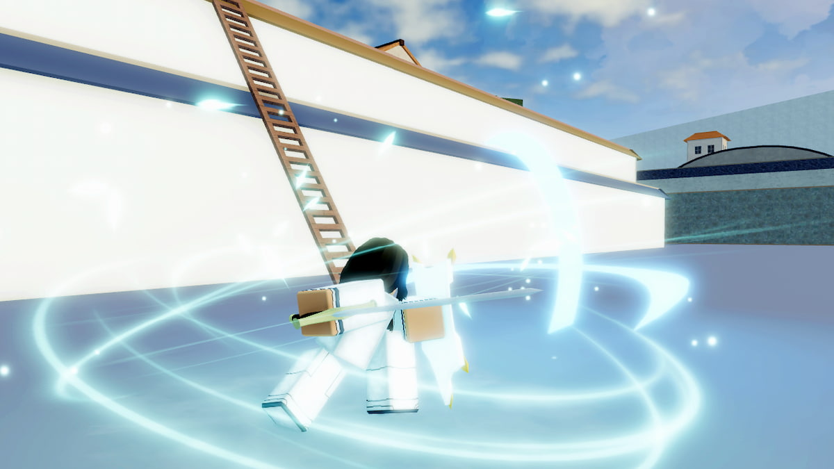 Player using jurgam sword shield ability in Type Soul
