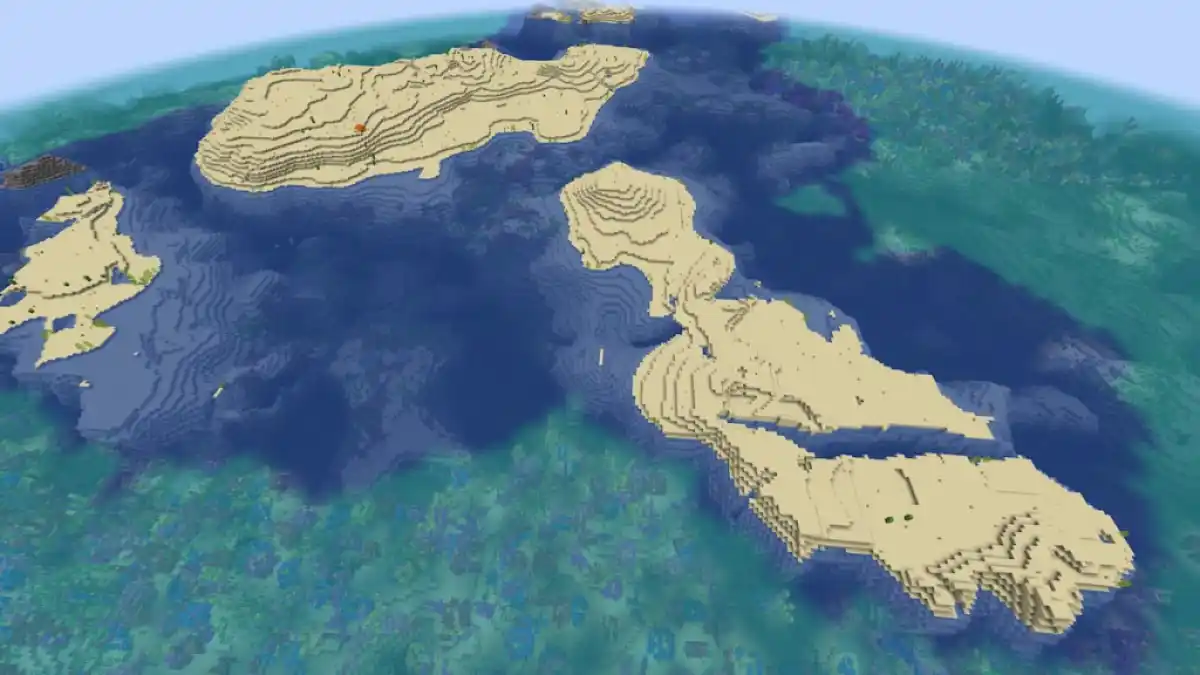 Small clumps of Desert biome surrounded by an ocean.