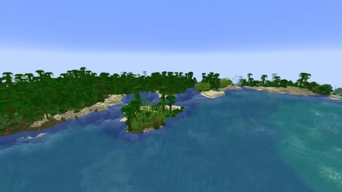 A tropical Jungle near both a Kelp Forest and a Coral Reef.
