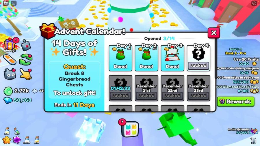 How to claim Advent Calendar gifts in Pet Simulator 99 Roblox Pro