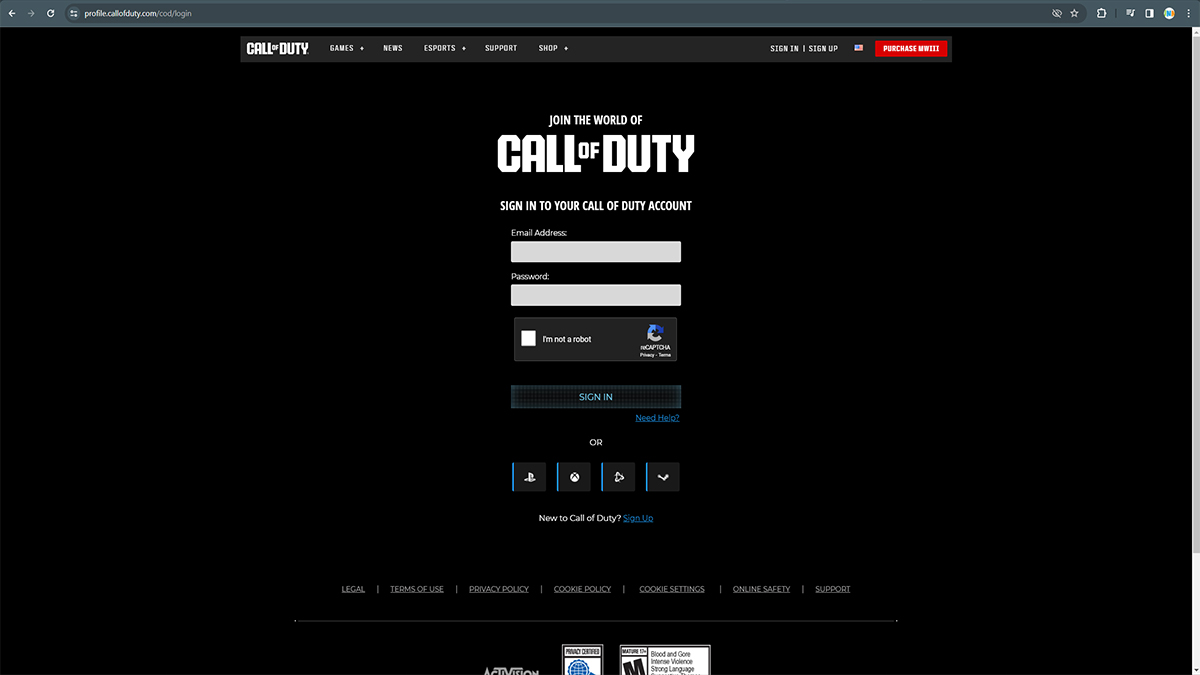 how to log into activision account on call of duty