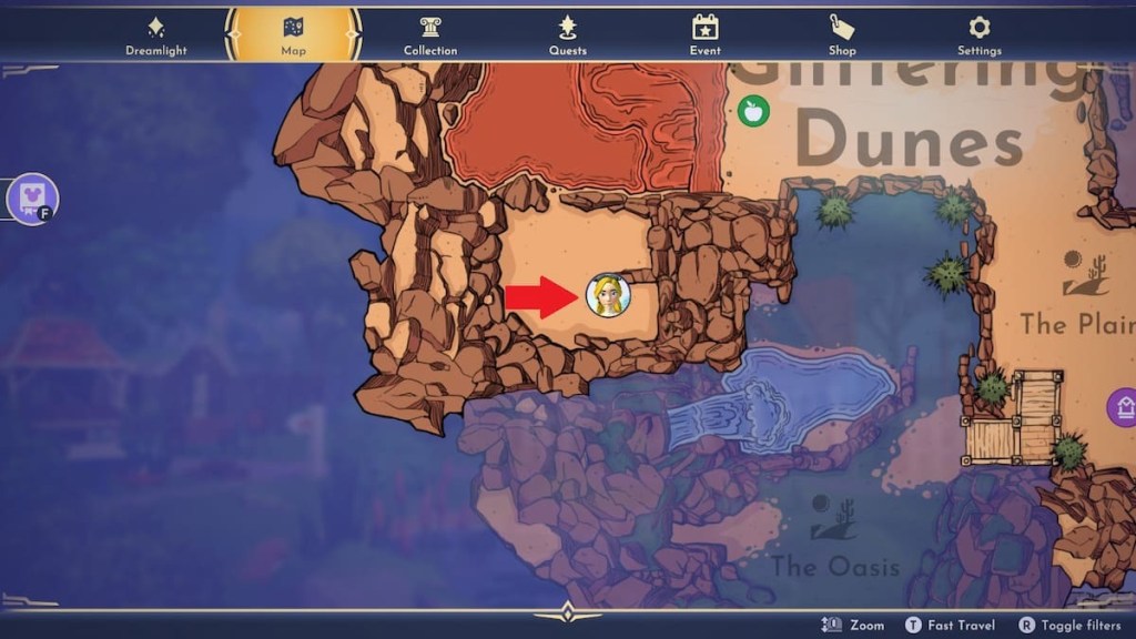 Cobra location in Disney Dreamlight Valley Map