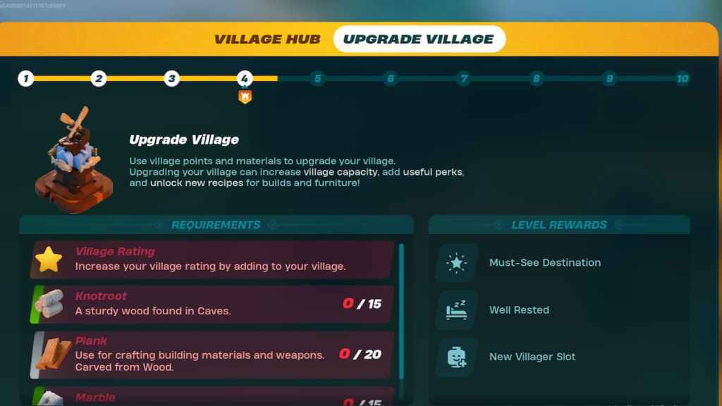 How to upgrade a village in Lego Fortnite - all village upgrades