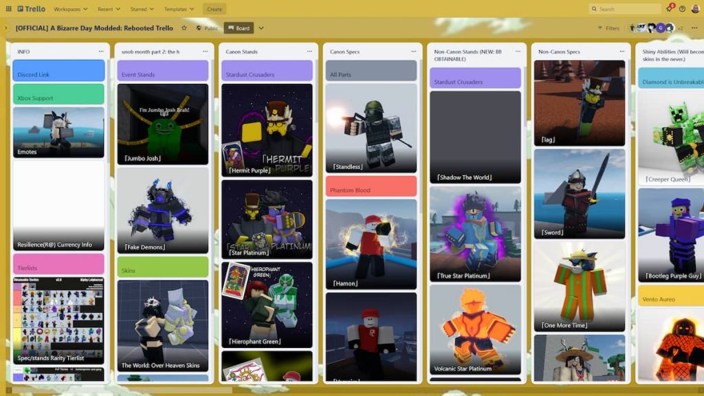A Bizarre Day Modded: Rebooted Trello link