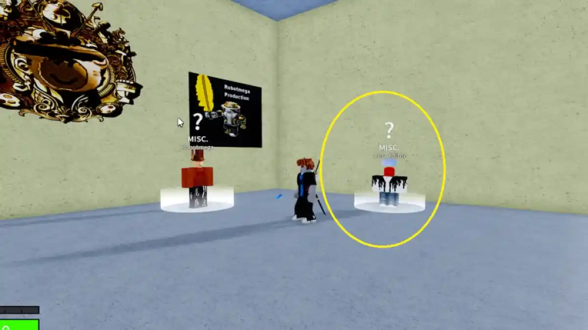 A player standing in front of the Aura Editor in Blox Fruits