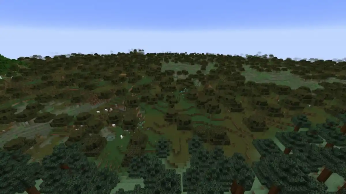 A Minecraft Swamp with lots of Witch Huts.