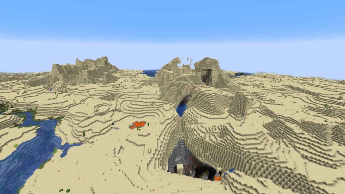 Un desierto de Minecraft con una vista preciosa.