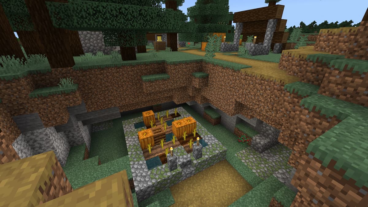 A Taiga Village with two mob spawners.