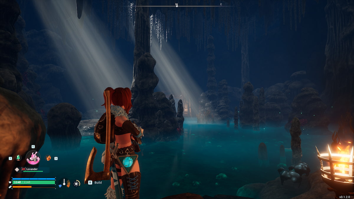 Player exploring a Dungeon cave in Palworld