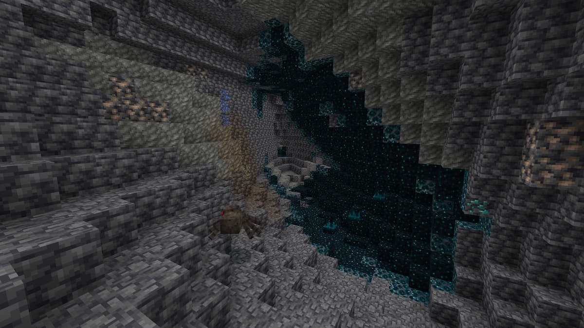 A section of Deep Dark biome in a large cave.