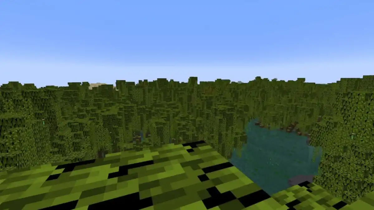 A Minecraft seed spawning you directly on top of a Mangrove tree.
