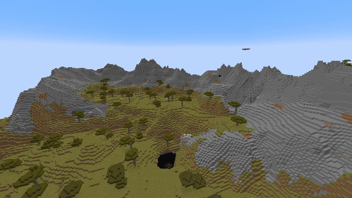 Stony Peaks mountains filled with ores in a Savanna biome. 